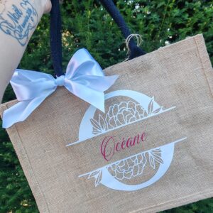 Sac en jute - Initiale fleurie