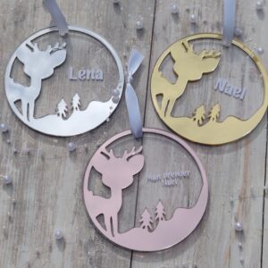 Décoration sapin - renne rond