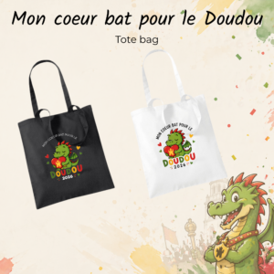 Tote Bag enfant - Mon coeur bat pour le doudou
